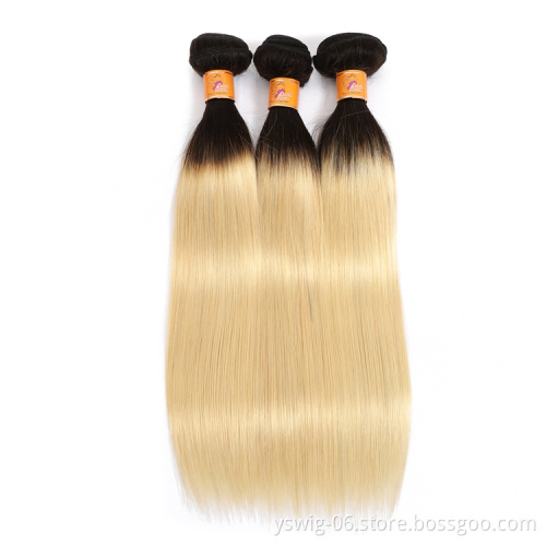 Raw Unprocessed remy blonde ombre dark roots human hair, grade 10a 1B/613 straight virgin hair